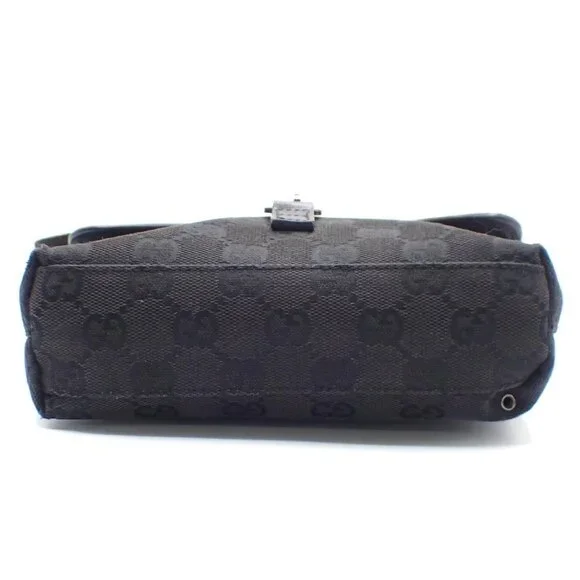 GUCCI Logo GG Pattern Waist Mini Bum Bag Canvas Leather Black SHW Italy 36KC367 - Picture 6 of 15